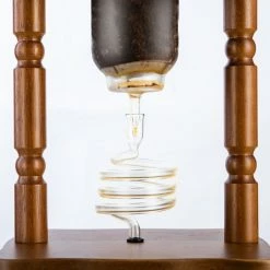 Yama 6-8 Cup Cold Drip Maker Curved Brown Wood Frame (32oz) Cold Brewers